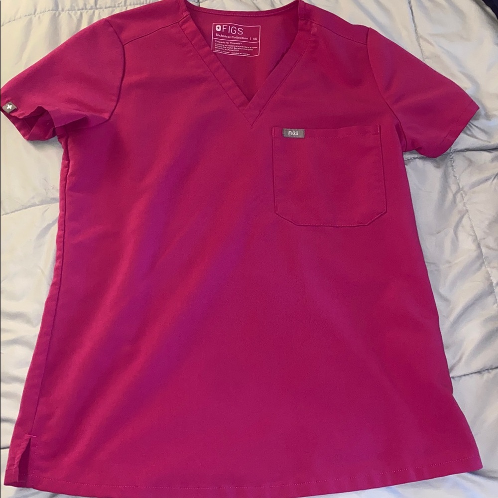 Figs Raspberry Sorbet Catrina V-Neck Scrub Top